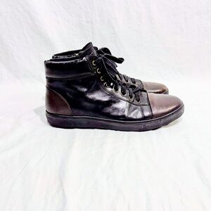 Florsheim Men's High Top Sneaker Shoes Black Cognac Leather 12M Zip Casual